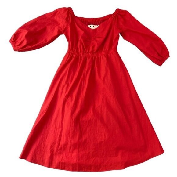 Anthropologie Klara off-shoulder dress full sleeve pockets V neck cotton 6Petite - Picture 8 of 14